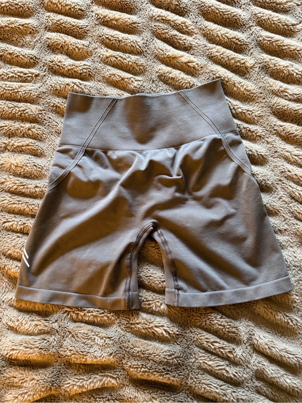 High-Rise Gray Bike Shorts with Sculpting Waistband